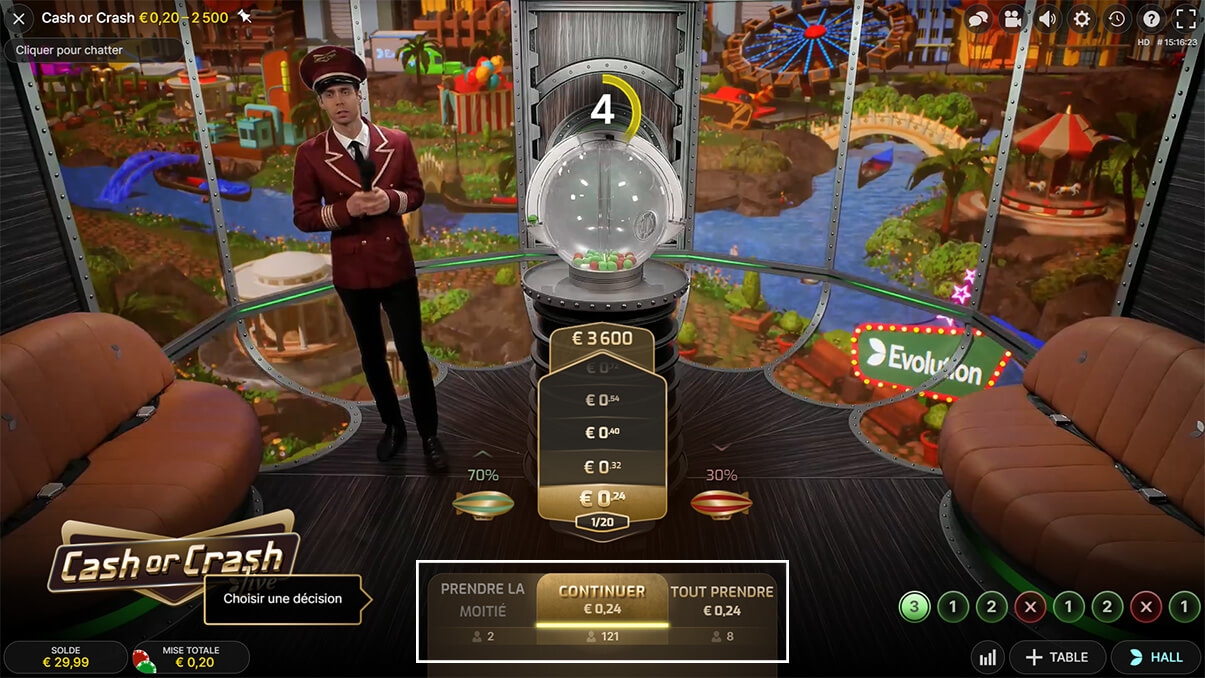 imagem de apresentação das decisões do jogo ao vivo cash or crash