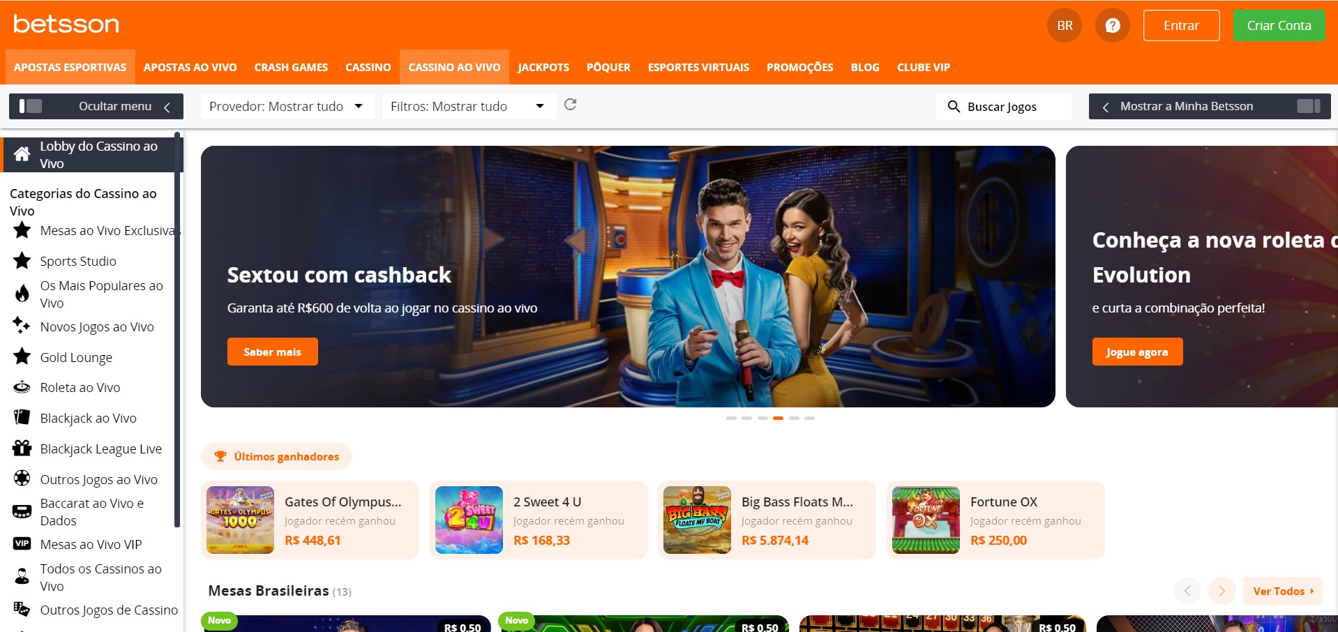 Cassino ao vivo Betsson